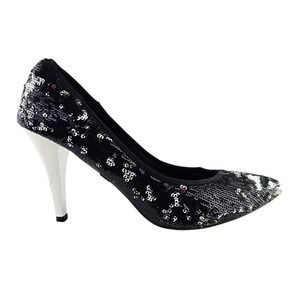 Costa Blanca X Women's Black Sequin Pointed Toe Stiletto Pump Heels 37